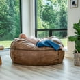 thumbnail image 4 of Big Joe Fuf 7Ft Giant Foam Bean Bag Chair, Oversized Couch with Removable Cover for Kids, Teens, Adults, Coffee Soft Vegan Leather, 7 Foot, 4 of 7