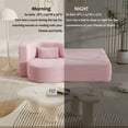 thumbnail image 5 of 2 in 1 Upgraded Loveseat Sofa, 78" Convertible Sleeper Sofa Bed Full Size with 2 Pillows, Folding Teddy Floor Sofa Guest Bed for Living Room Apartment, No Assembly Required, Pink, 5 of 8