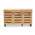 thumbnail image 6 of Baxton Studio Gisela Modern and Contemporary Oak Brown Finished Wood 3-Door Shoe Storage Cabinet, 6 of 7