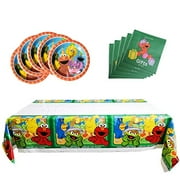 Sesame Street Themed Party Supplies, 20 Plates, 20 Napkins and 1 Tablecloth.