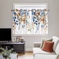thumbnail image 5 of Orange Blue Botanical Kitchen Curtains Short 45 Inch Length, Weeping Fall Eucalyptus Leaves Grommet Top Bedroom Living Room Curtains, Light Filtering Cafe Curtain Drapes 2 Panels Set 84''x45'', 5 of 9