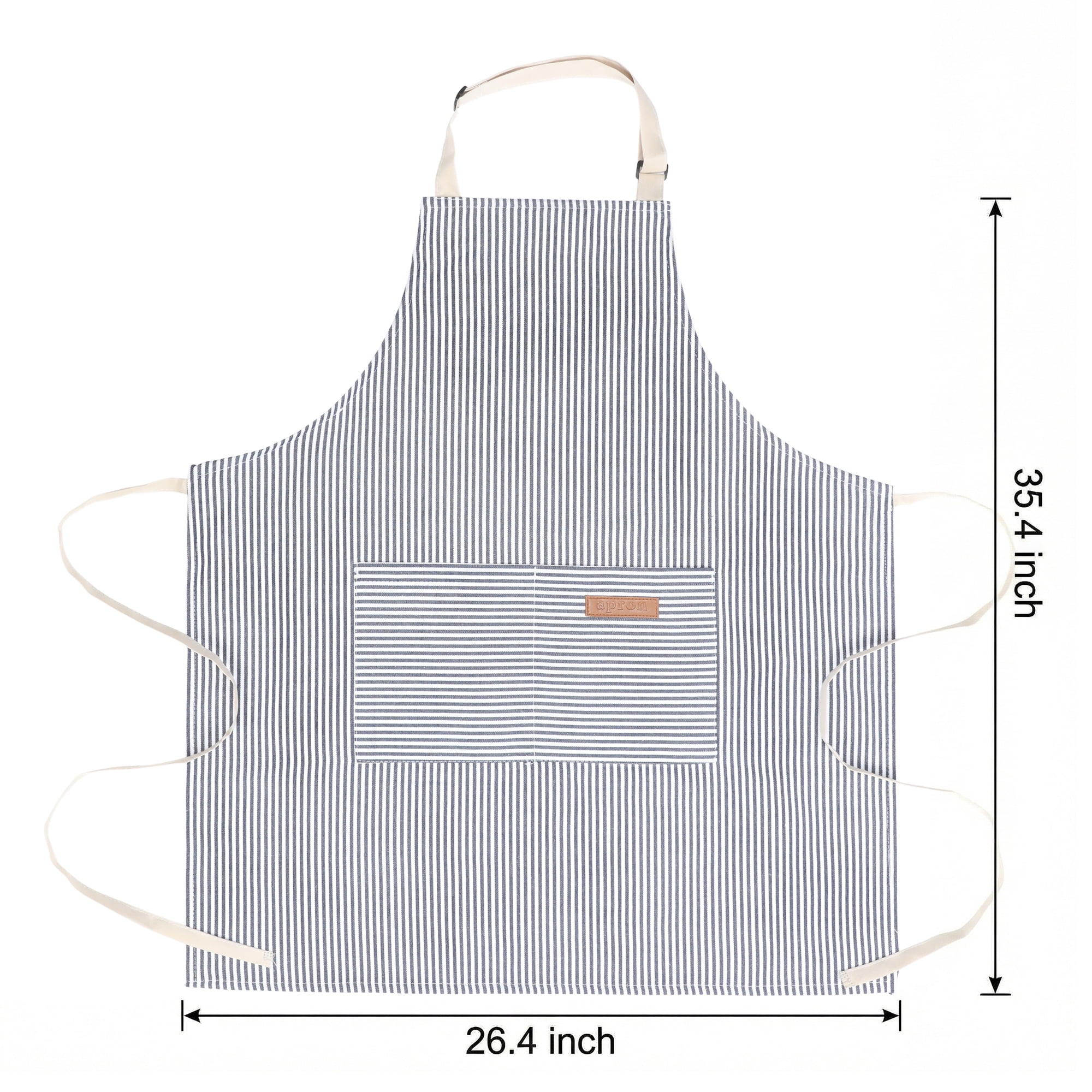 Unique Bargains Long Waist Polyester Cooking Apron 35.4" x 26.4" Blue White Stripe
