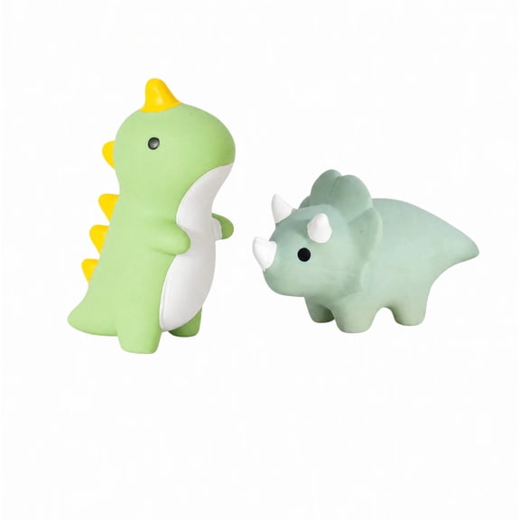 Ouxumoll 2-Pack Dinosaur Squeaky Dog Toys, Soft Natural Latex Chew Toys for Small Dogs and Puppies, Interactive Puppy Teething Toys for Playtime
