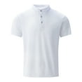 thumbnail image 1 of pstuiky camisetas camisas para hombre, Blusa/camisa informal de cuello redondo y botones de color liso para hombre, de moda de verano camisetas de hombre s, 1 of 7