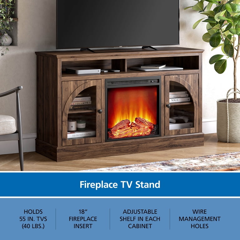 Mainstays Arched Door Fireplace TV Stand, 55 Inch photo 4
