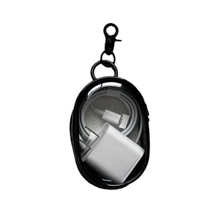 IPAJAMAS Portable Cable Charger Storage Bag Oval Shape Clear Headphone Storage Box with Keychain