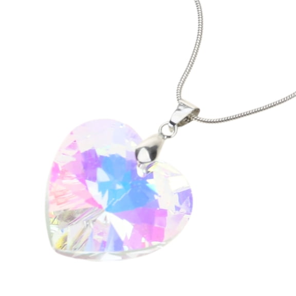 WINDLAND Glass Heart Pendant Necklace Simple Clavicle Chain Adjustable Collar Necklace Jewelry Stainless Steel Chain Necklace