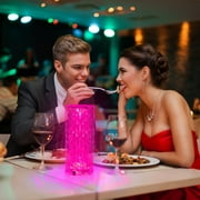 LED Crystal Table Lamp, Moclever Crystal Diamond Rose Table Lamp with Remote Touch Control, Rechargeable, 16 Color Change Atmosphere Bar Lamp