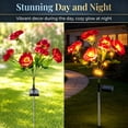 thumbnail image 4 of Rirool Solar Camellia Flower Garden Stake Lights, 7 Heads Outdoor Solar Lights Waterproof, Warm White Decorative Lights for Yard Lawn Patio Pathway, Red 2 Pack, 4 of 8