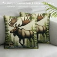thumbnail image 3 of Shiartex Rustic Pillow Cover Bear Moose Elk Deer Hunting Cushion Case Pine Tree Branches Pinecone Throw Pillow Cover ,Woodland Wildlife Patchwork Country Reindeer Farmhouse Decor 22x22in, 3 of 5