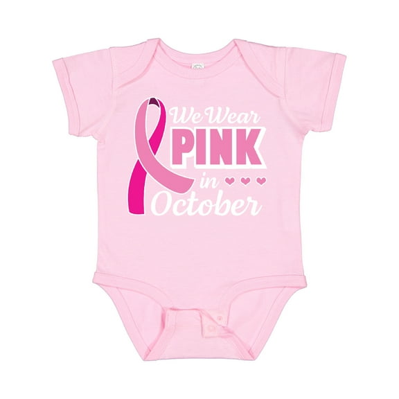 Inktastic Breast Cancer Awareness We Wear Pink in October Girls Baby Bodysuit