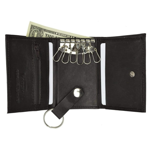 Genuine Cowhide Leather Keychain Holder Trifold Wallet 312 CF (C)