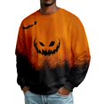 thumbnail image 3 of Hsovts Men's Halloween Gradient Pumpkin Bat Pullover Sweatshirt, Crew Neck Long Sleeve Jack-o'-lantern Casual Top Beige 4xL, 3 of 5