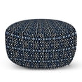 thumbnail image 1 of Abstract Pouf Cover with Zipper, Geometric Repeating Ornamental Shapes with Circles and Vertical Stripes, Soft Decorative Fabric Unstuffed Case, 30" W X 17.3" L, Violet Blue and Black, by Ambesonne, 1 of 5