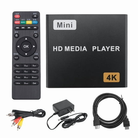 Mini 4K HDD Media Player 1080P Horizontal and Vertical Digital Video Player with USB Drive/SD Cards US Plug