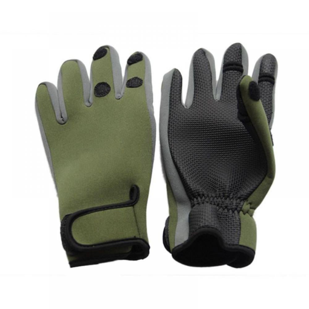 GREEN SUEDE PALM INSULATED THERMAL LINED WINTER FISHING GLOVES CAP MITTS MITTENS 