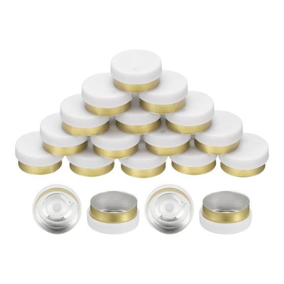 Uxcell 13mm Flip Off Caps 200PCS Seals Burr-Free Flip Off Top Caps for Glass Vial Freeze-Dried Bottles, White/Green Gold