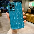 thumbnail image 5 of Water Ripple Pattern Case for iPhone 12 Pro Soft TPU Shockproof Camera Protective Back Cover for Women Girl Curly Wave Frame Phone Case for iPhone 12 Pro 6.1 Inch Blue, 5 of 12