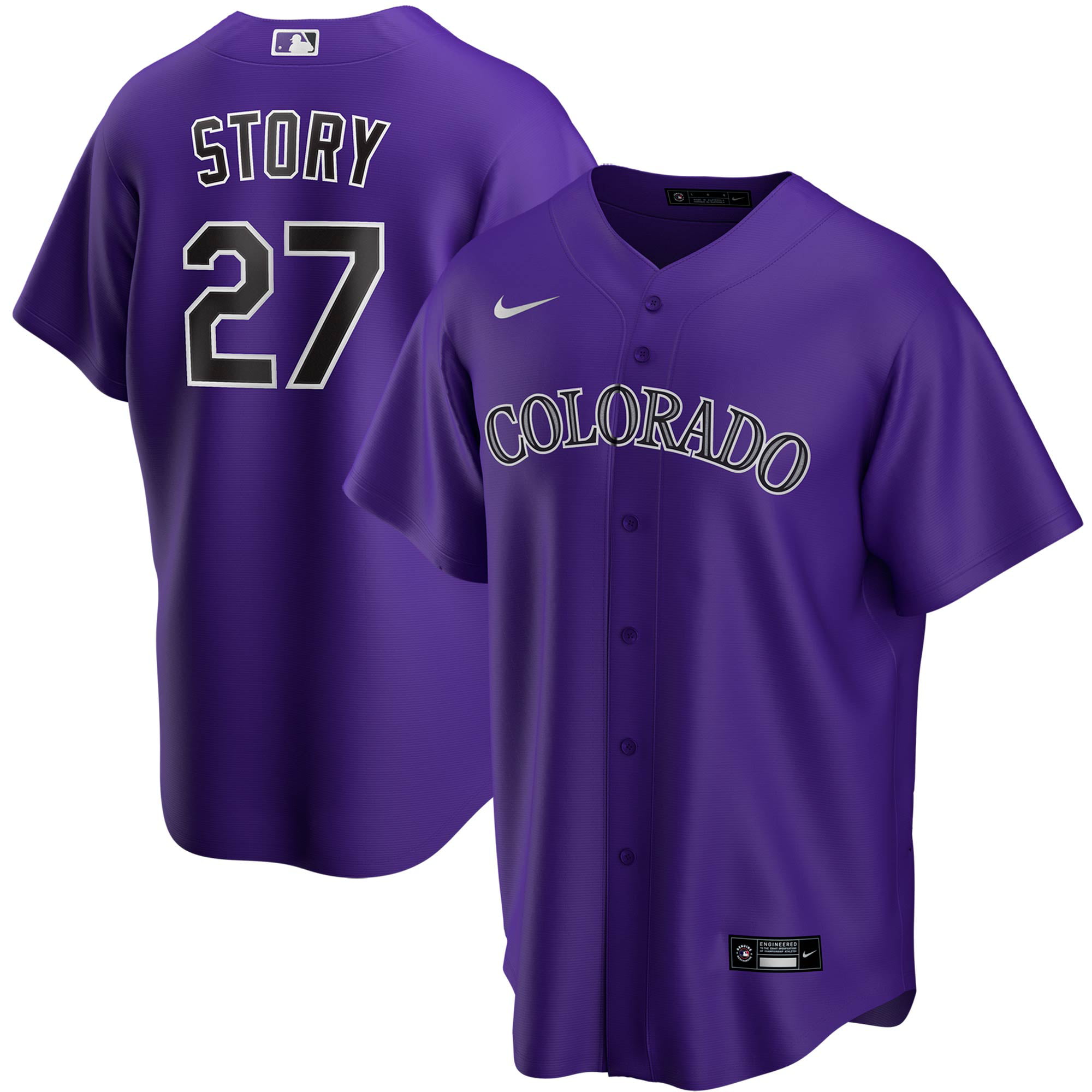 هيل ماجيك Men's Colorado Rockies #27 Trevor Story Purple Stitched MLB Cool Base Nike Jersey فستان مكشكش