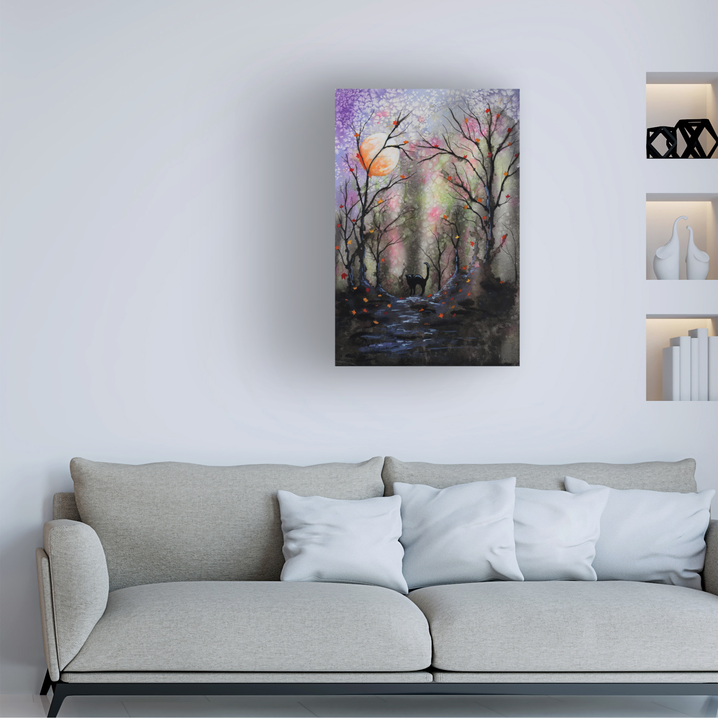 Michelle Faber 'Black Cat In Forest' Canvas Art