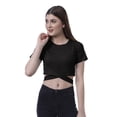 thumbnail image 2 of Moomaya Haut à Ourlet Croisé pour Femmes Manches Courtes Col Rond T-Shirt Blouse Hauts, 2 of 6