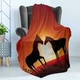 thumbnail image 4 of Rural Soft Flannel Fleece Throw Blanket, Horse Silhouettes on Meadow Sunset Illustration, Cozy Plush for Indoor and Outdoor Use, 70" x 90", Vermilion Seal Brown, by Ambesonne, 4 of 5