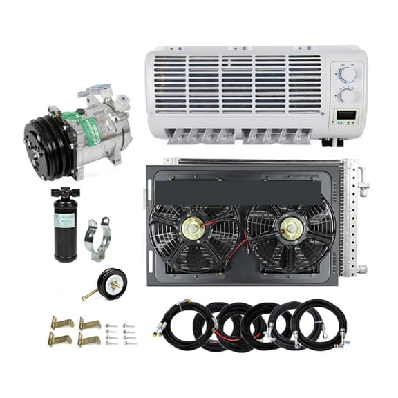 Universal Wall-mounted A/C Air Conditioner ,12V24V With Double Fan For Heavy Duty Truck Van Tractor Excavator Engineering Vehicle ,Efficient Cooling