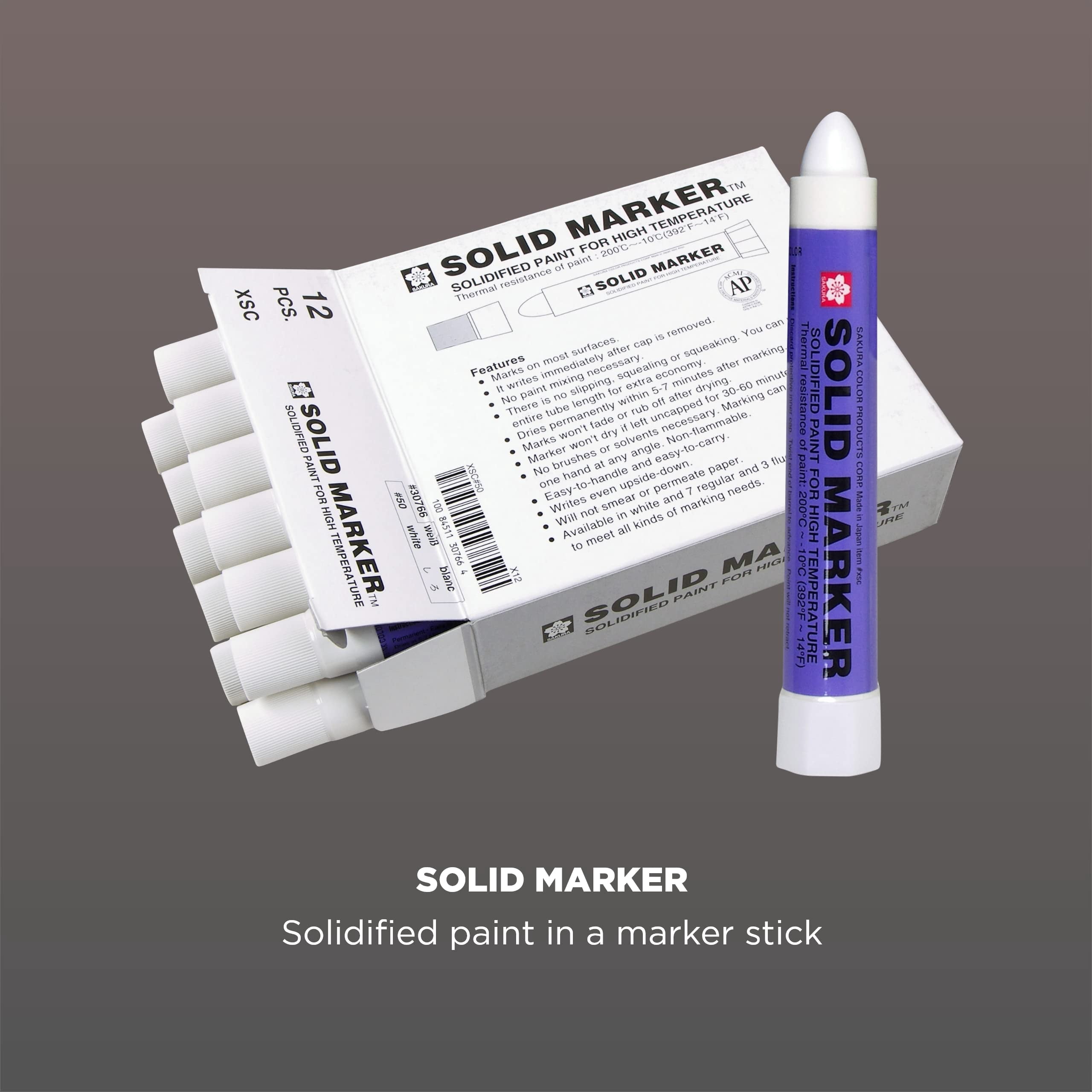 Sakura Solid Paint Markers - Permanent Marker Paint Pens - Window, Wood, & Glass Marker - White Paint - 12 Pack