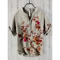 thumbnail image 1 of Chemise d'Été pour Hommes à Impression 3D style Chinois Fleur de Prunier Décontractée à Manches Courtes QZX, 1 of 7