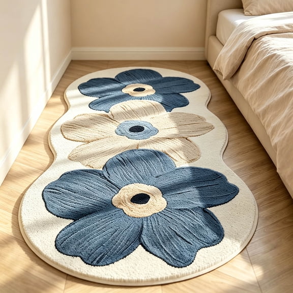 Clearance! Upgraded Cute Rugs for Bedroom, Floral Area Rug, Non-Slip Absorbent Bathroom Mat Super Cute Machine Washable Bathroom Mat Floral Soft Fluffy Bath Mat 47"x15" A