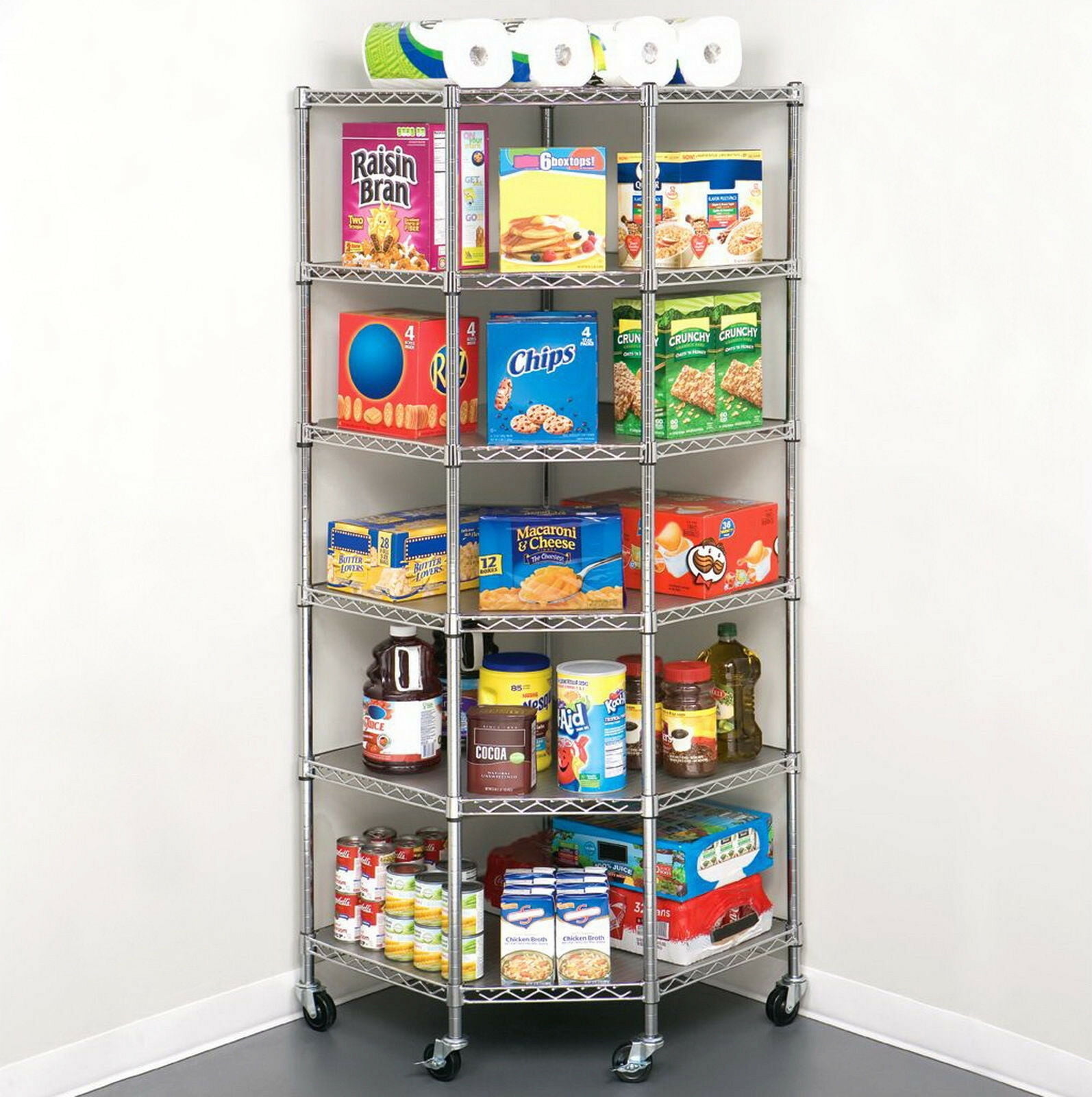 Zimtown 6 Tire Heavy Duty Wire Steel Corner Shelf Garage Storage Rack