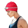 thumbnail image 5 of BLEEUS Swim For Women Pleated Bathing Caps Swimming Hats For Long Hair (Red) Sporting Supplies (Red), 5 of 10