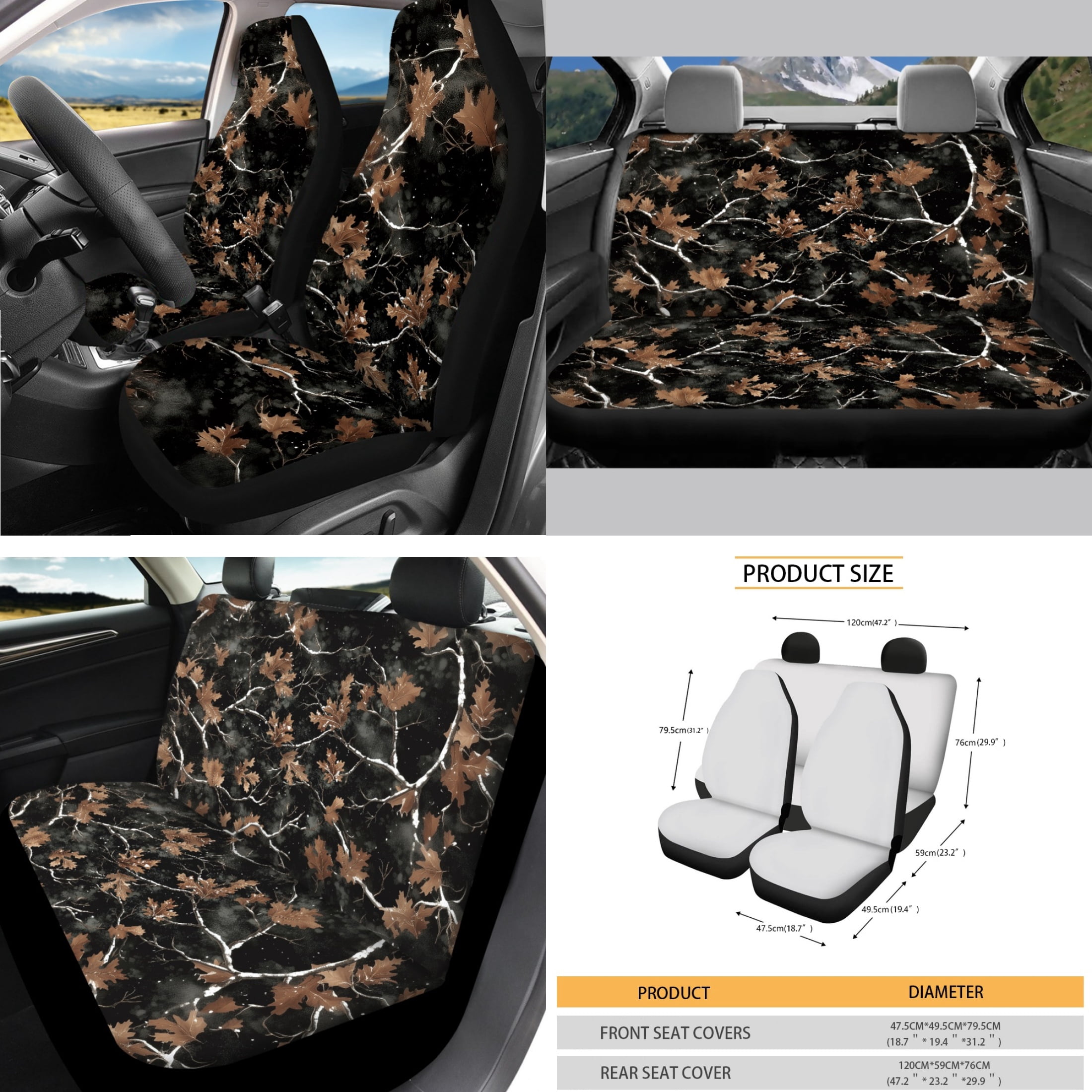 HUIACONG Car Interior Accessory Kit, with Car Trash Can Car Seatbelt Cover Car Cup Holder Coasters, 14 Pack Autumn Leaves