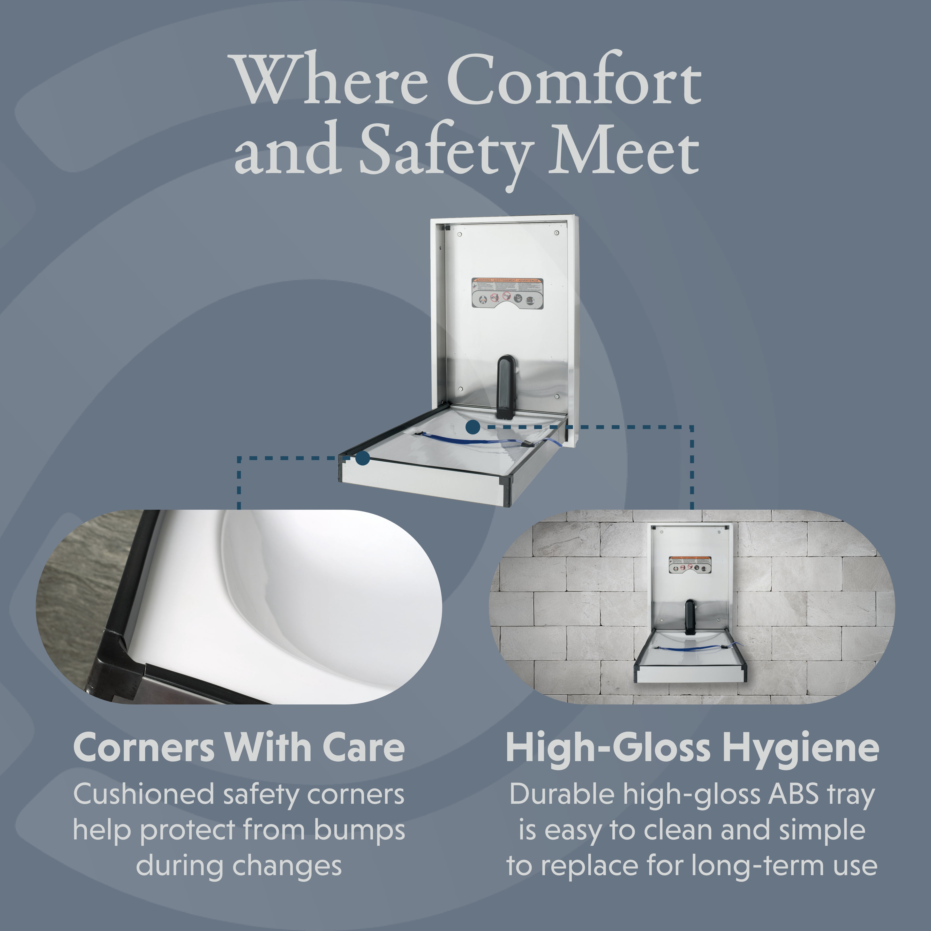 Foundations Premier Vertical Baby Changing Station, Recessed Mount, 100SSV-R, Stainless Steel