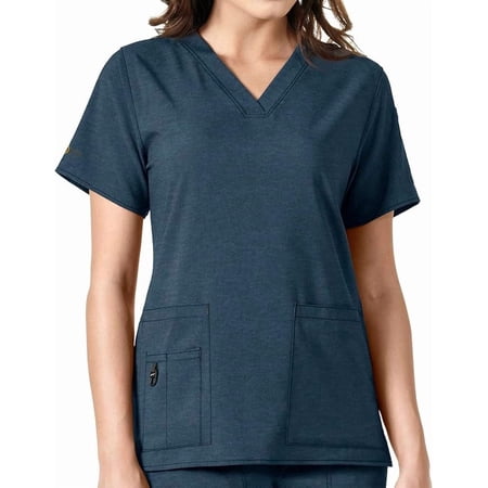 Carhartt Force Cross-Flex Women’s V-Neck Tech Top — Navy Heather, Medium