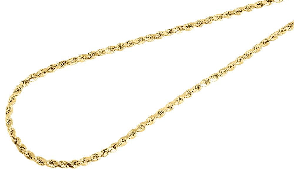Jawa Jewelers 10k Yellow Gold Mens 2.5MM Hollow Rope Chains,Lobster Clasp