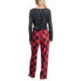 thumbnail image 3 of Goodnight Kiss Funny Face Fleece Pajama Set with Critter Socks, Black/Buffalo Check, Small, 3 of 5
