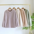 thumbnail image 4 of FAWUUDO Women's Fleece Pajamas Tops Long Sleeve Thermal Pullover Winter Warm Crewneck Shirts Soft Fuzzy Loungewear, 4 of 4