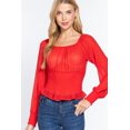thumbnail image 1 of Long Slv Smocked Chiffon Top, 1 of 16