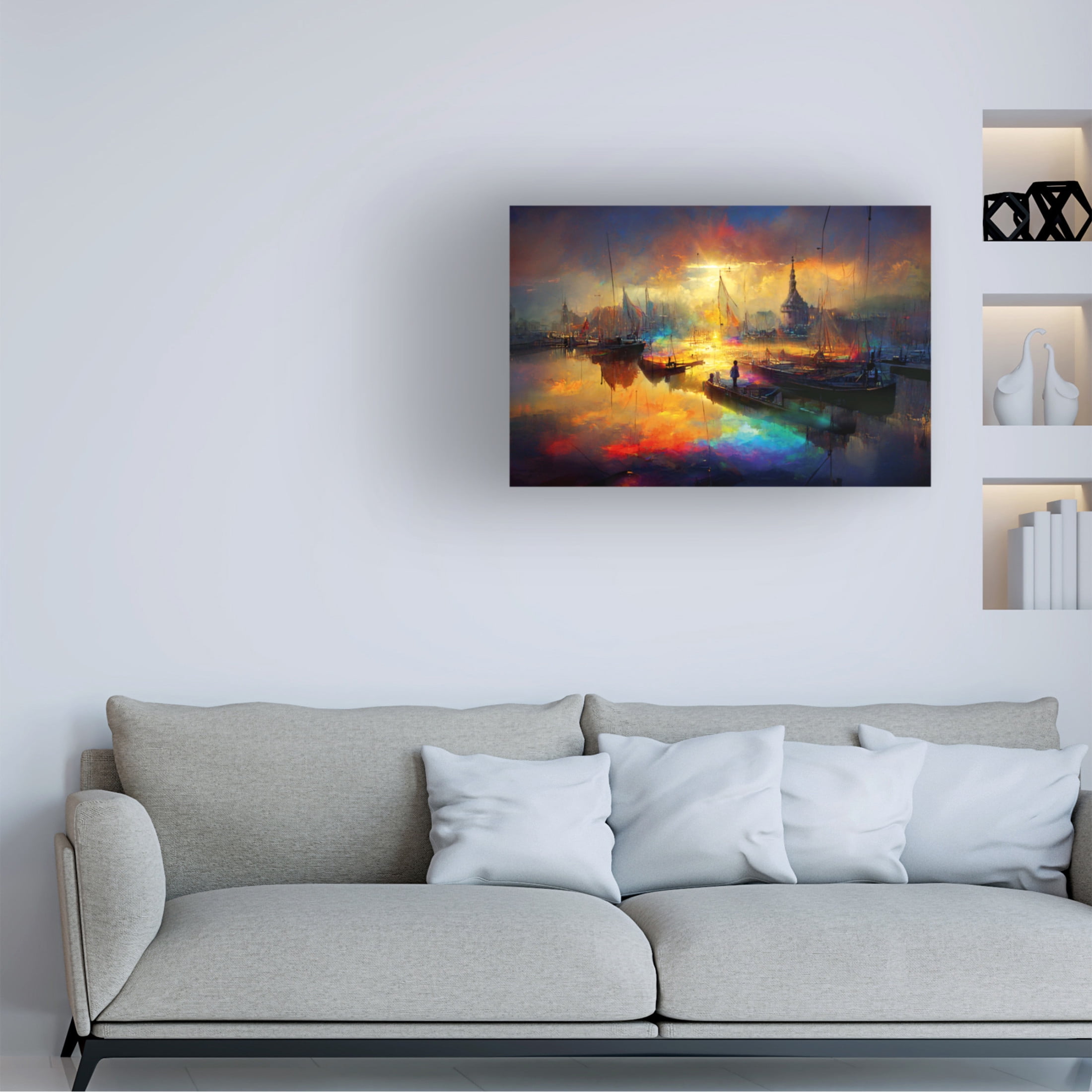 Canvas Wall Art - Ray Heere 'Dutch Cityview Harbour Of Hoorn 2' Wall Art for Living Room, Bedroom, or Office Décor by Trademark Fine Art - 19 x 12 Inches