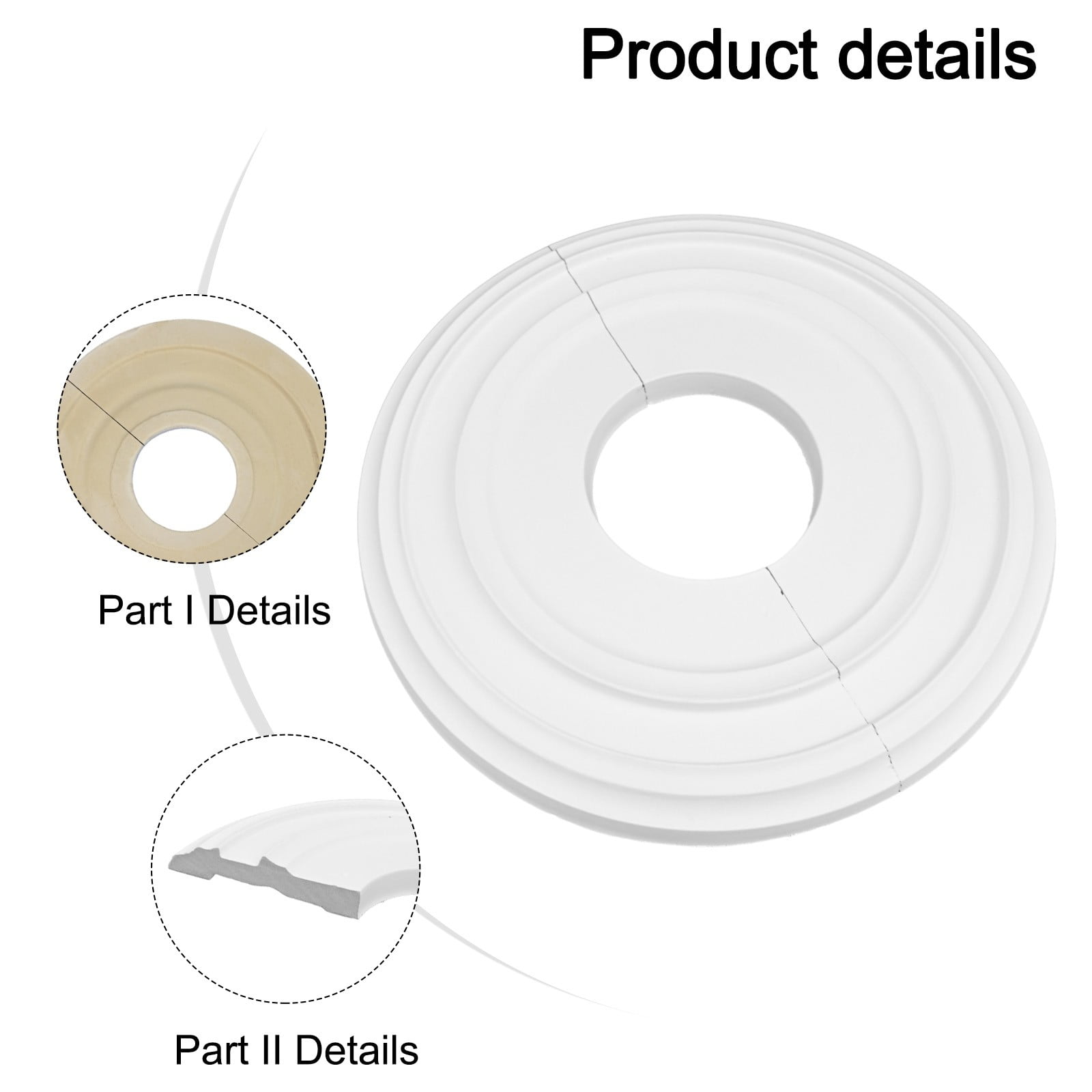 12Inch Home Round Split Medallion Pu Decorative Ceiling Fan Light Fixtures Cover Plate Ceiling Canopy Plate For Chandelier