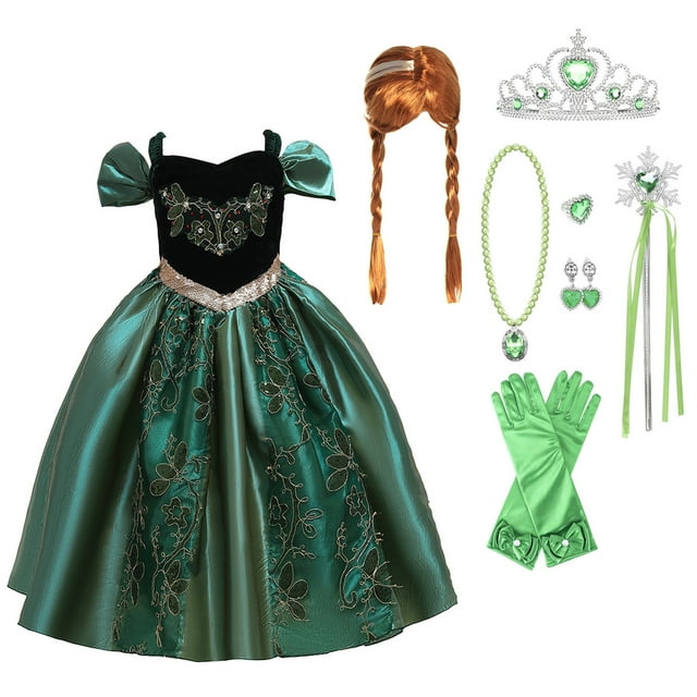 Frozen Anna Robe de Couronnement de Luxe Costume pour Filles Accessoires de Princesse Fête Halloween Noël Jeu de Rôle