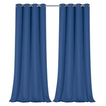 Regal Home Collections 100% Blackout Thermal Hotel Grommet Top Kitchen & Small Window Curtain Panel Pair - Navy, 45 in. Long
