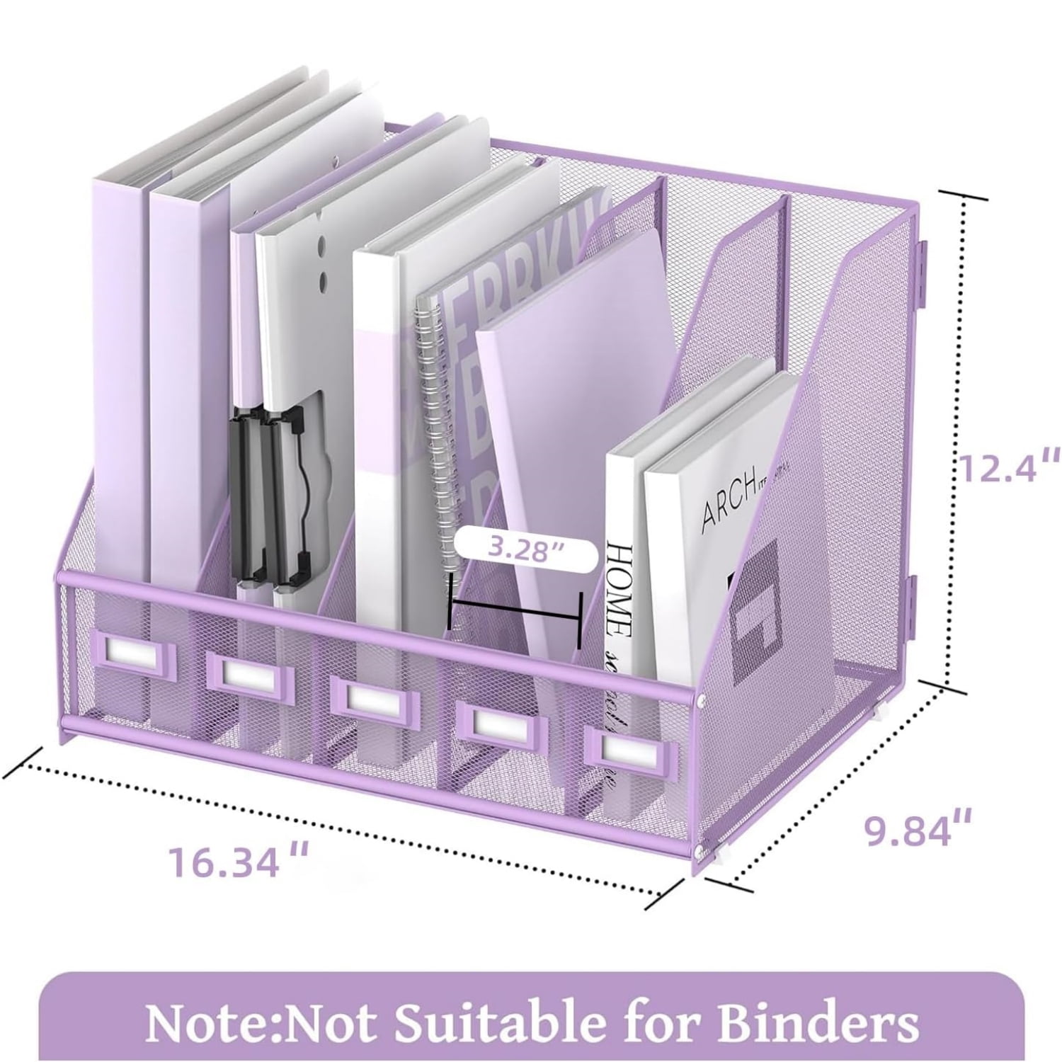 Sharkwoods Vertical Compartment File Organizer, 5 Compartments Desktop Paper Organizer