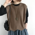 thumbnail image 4 of Women's Sweater Vest Crew Neck Pullover Tank Tops Light Weight Sleeveless Casual Loose Knitted Vest Brown, Free Size, 4 of 4