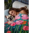 thumbnail image 3 of Colorful Spring Floral California King Size Flat Sheet, Wrinkleproof & Fadeproof Cooling Flat Bed Sheet Only, Summer Botanical Oil Painting Breathable Soft Bedding Top Sheets 108 x 98 Inches, 3 of 8