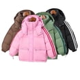 thumbnail image 2 of Qudderr 3-12 Years Girls Boys down Jacket Fall Winter Lightweight Puffer Jacket Coat Hooded Two Bars Winter Warm Outerwear Thickening Snowsuit, 2 of 9