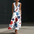 thumbnail image 2 of VBVC Women's Floral V-Neck Sleeveless Maxi Dress,Button Detail Loose Flowy Dress For Women,Ladies' Casual Patriotic Summer Sundress with Pockets,Multicolor,S-3XL, 2 of 8