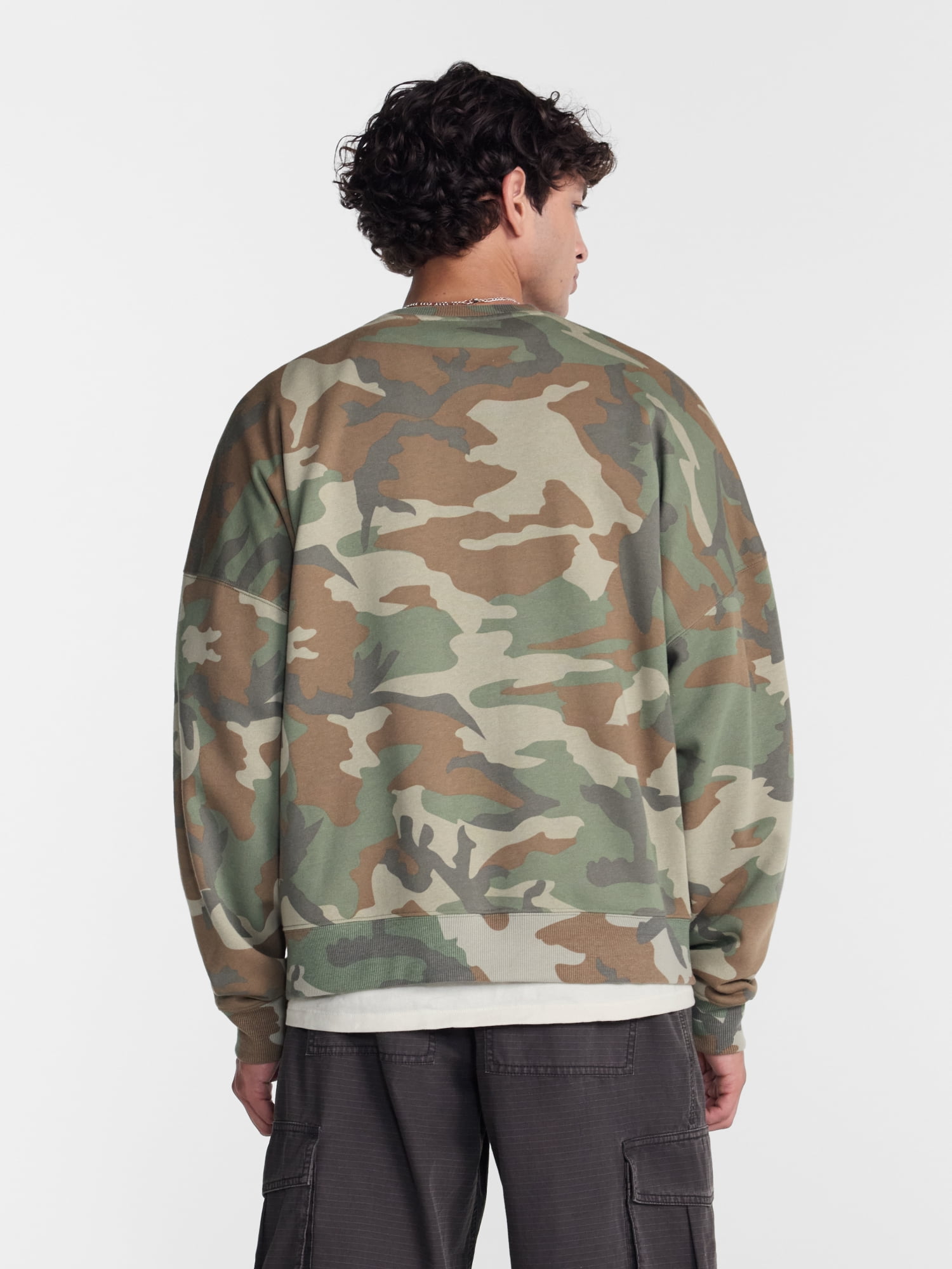 No Boundaries Crewneck Fleece Sweatshirt with Long Sleeves, Men's XS-4XLT