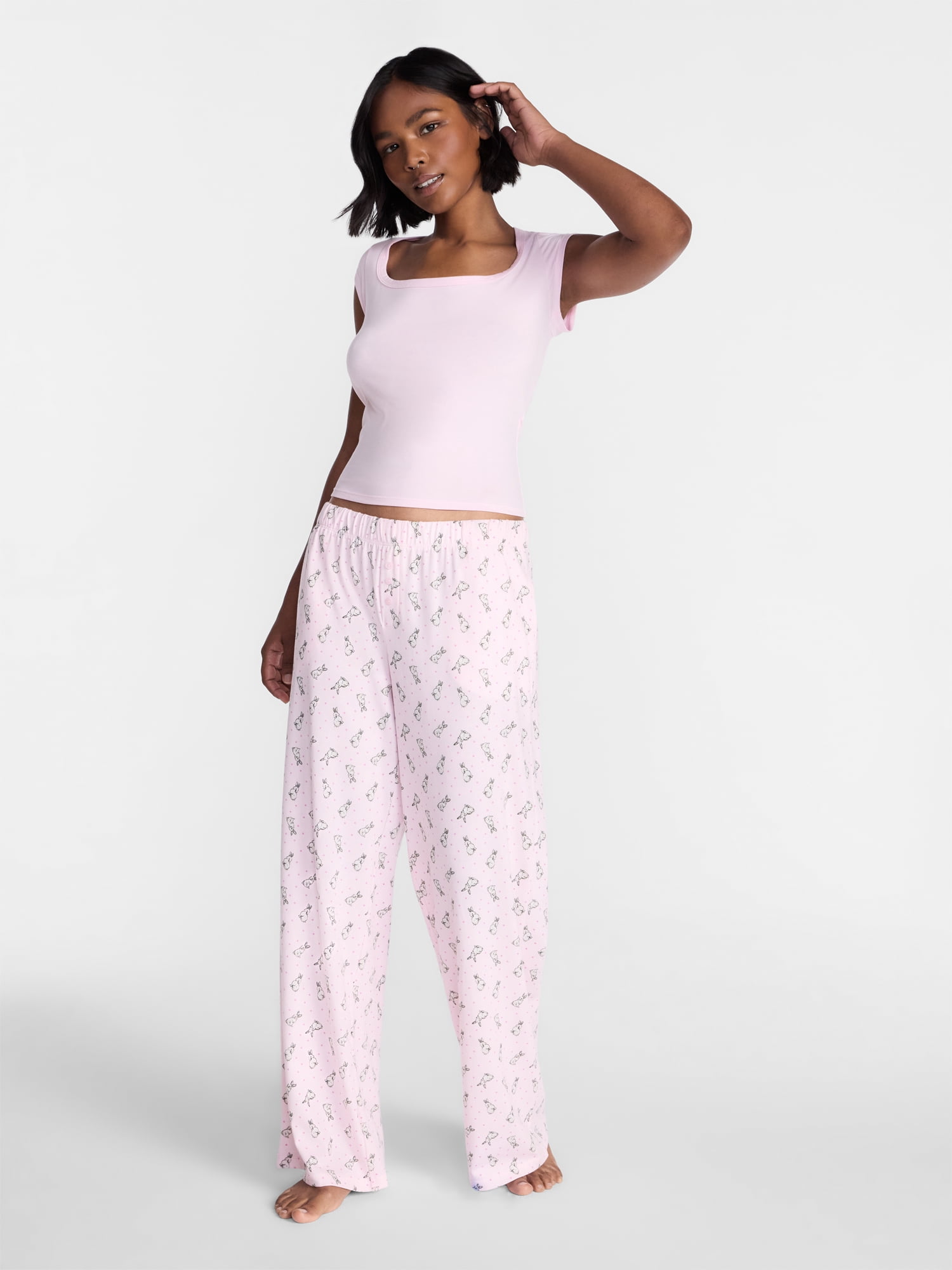 No Boundaries Cloud Core Sleepwear Scoop Neck Top, Women's XXS-3X